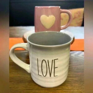 Set Of Two Love Coffee Cups Mugs Tea Hot Chocolate